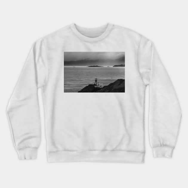 Howth Cliffs, Dublin, Ireland, black and white Crewneck Sweatshirt by Michal Dziedziak